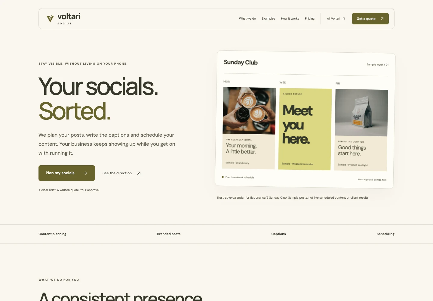 Voltari Social actual website homepage snapshot